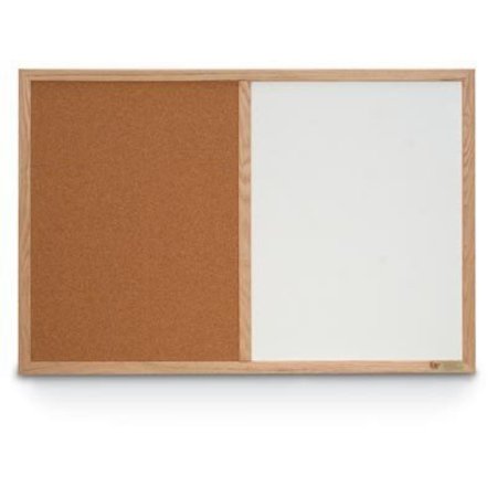 UNITED VISUAL PRODUCTS Wood Combo Board, 36"x24", Light Oak/Green & Apricot UVDECORK3624OAK-LTOAK-GREEN-APRICOT